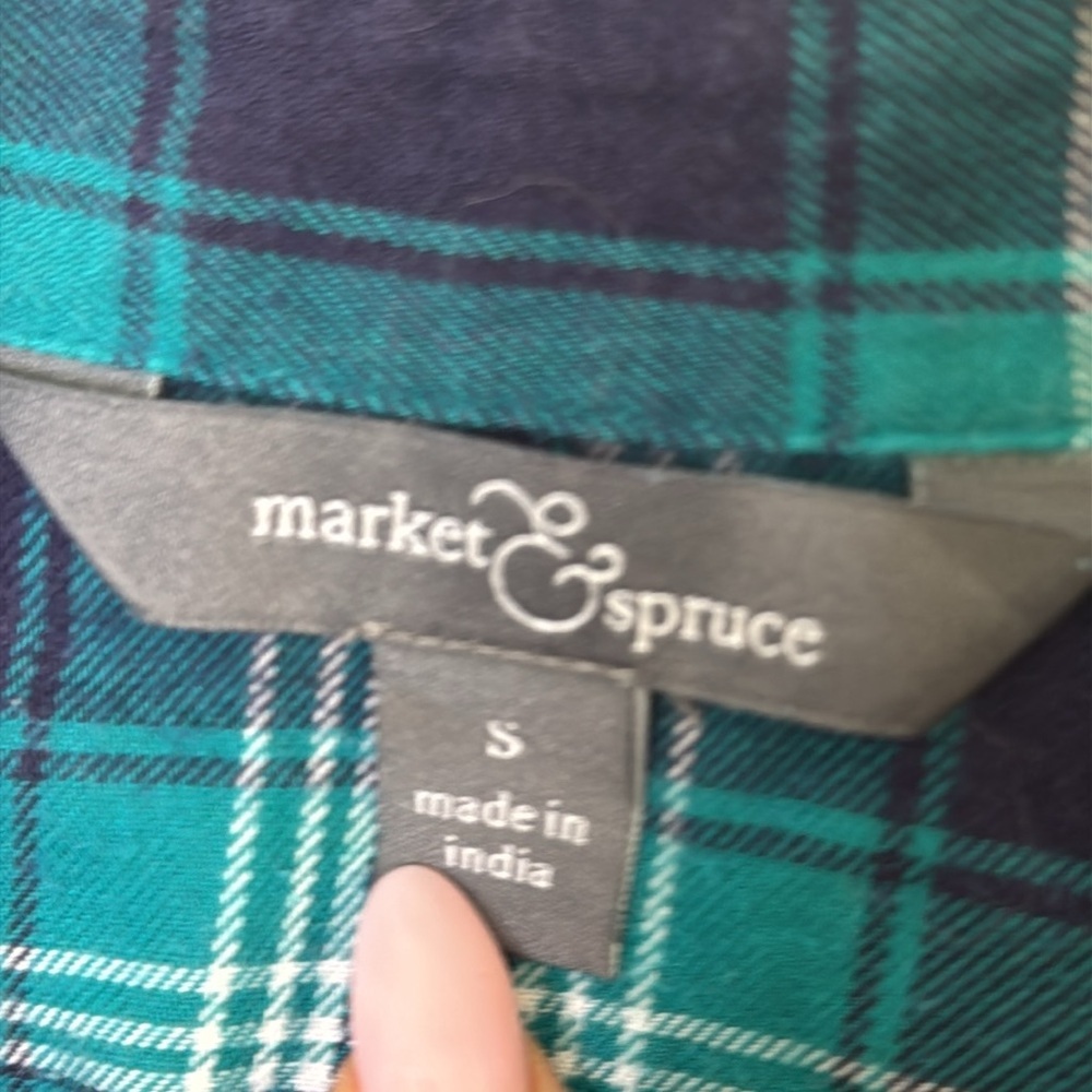 Market & Spruce Blue Plaid Button Down Shirt with Notched Collar - Picture 2 of 5
